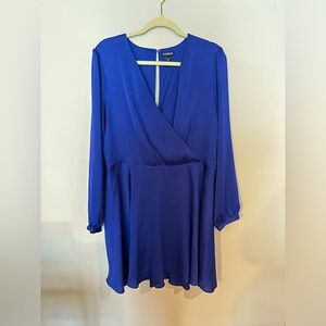 Express Blue Long Sleeve Cocktail Dress